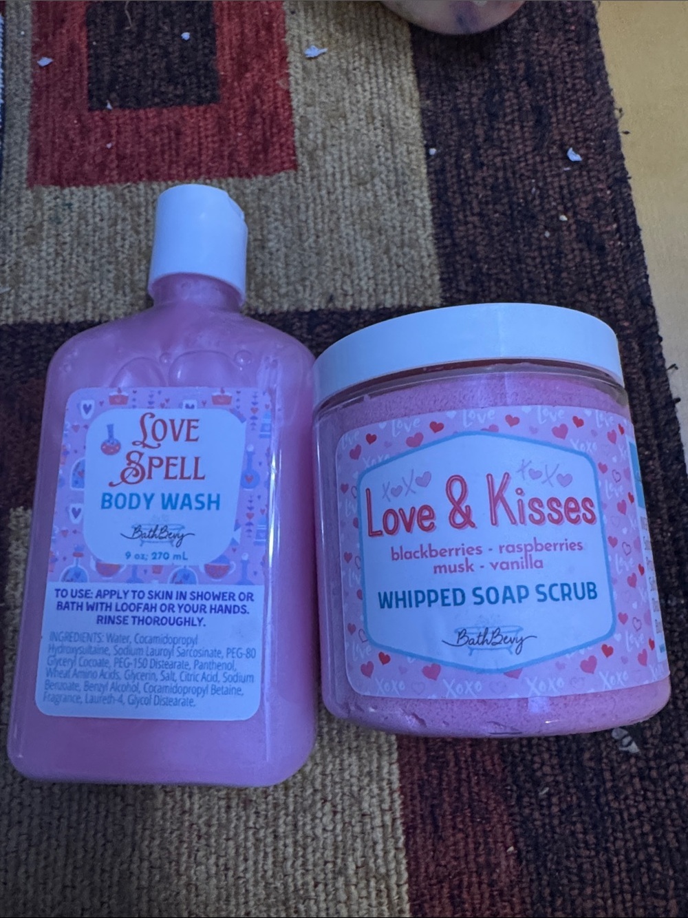 Love & Kisses Whipped Soap Scrub & Love Spell Body Wash - Pink